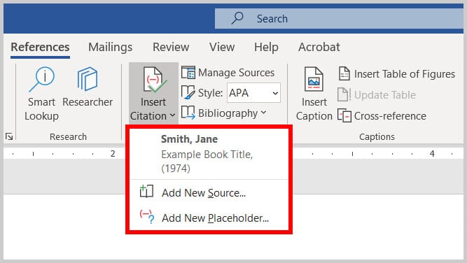 format citation in word